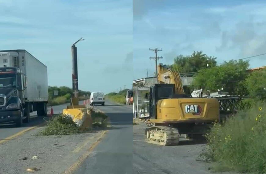 Demolición parapeto enkm 22 de la carretera Reynosa-San Fernando