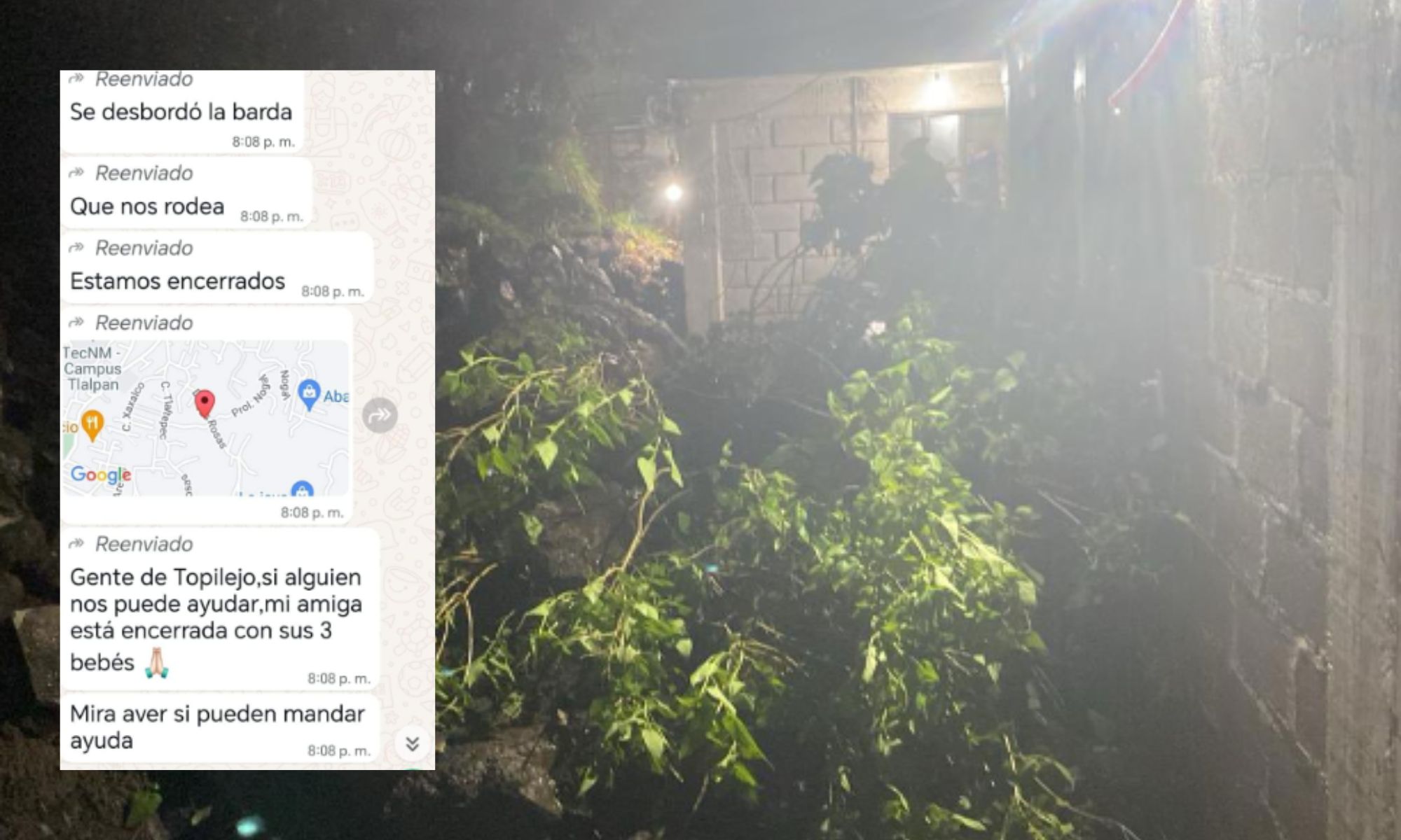 Activan alerta roja por lluvias en alcaldía Tlalpan; familia queda atrapada por derrumbe