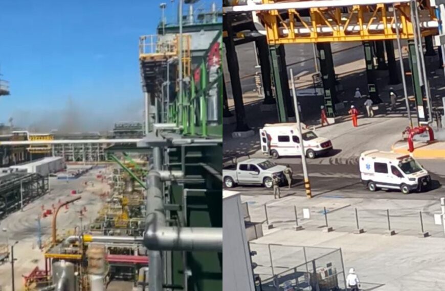 Fuga de gas en Dos Bocas: Evacuan de emergencia a trabajadores de la refinería Olmeca (VIDEO)