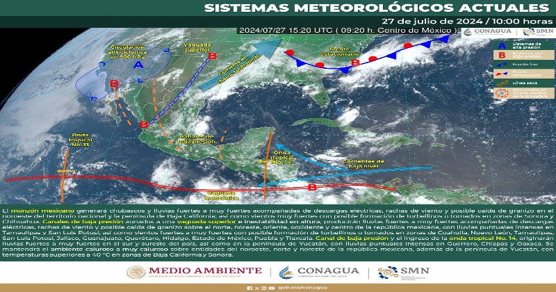 Onda tropical 14 traerá más lluvias intensas a Tamaulipas