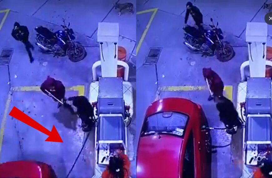 VIDEO: ¡Se lleva la manguera despachadora! Durante asalto a gasolinería en Puebla conductor huye del lugar