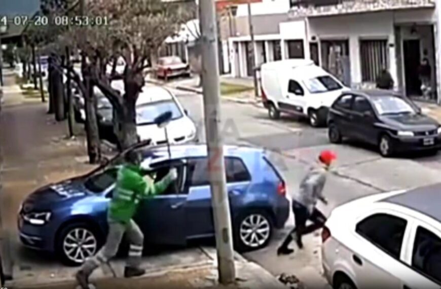 VIDEO: ¡Barrendero frustra robo de auto en Argentina! Uso su escoba para enfrentar a los delincuentes