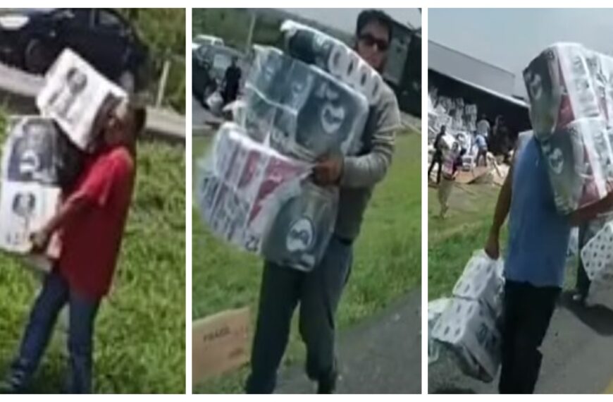 Vuelca tráiler en Monterrey y desata rapiña de papel higiénico: VIDEO