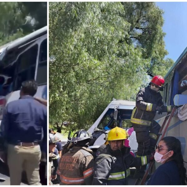 VIDEO: Choque entre autobuses de pasajeros deja más de 10 heridos en la México-Pachuca