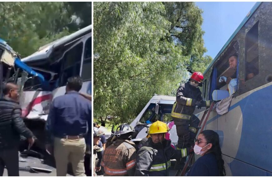 VIDEO: Choque entre autobuses de pasajeros deja más de 10 heridos en la México-Pachuca