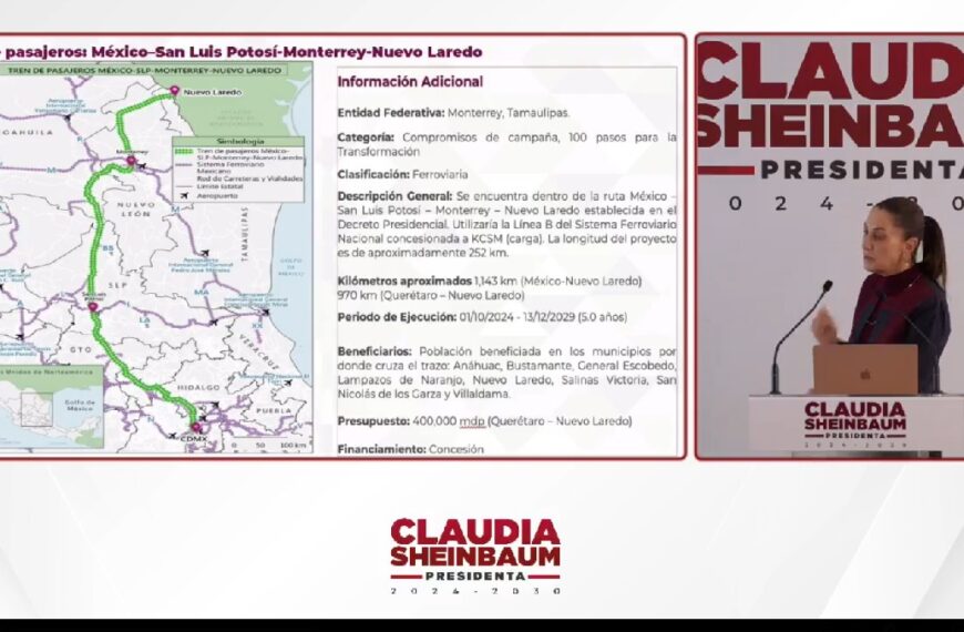 Dan a conocer la ruta del tren de pasajeros desde la CDMX a Nuevo Laredo en Tamaulipas