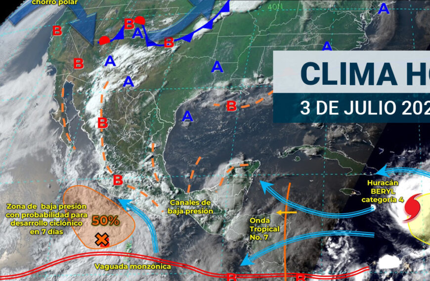 ¡Lluvias intensas, trombas marinas y calor extremo! Pronóstico del clima para México hoy 3 de julio