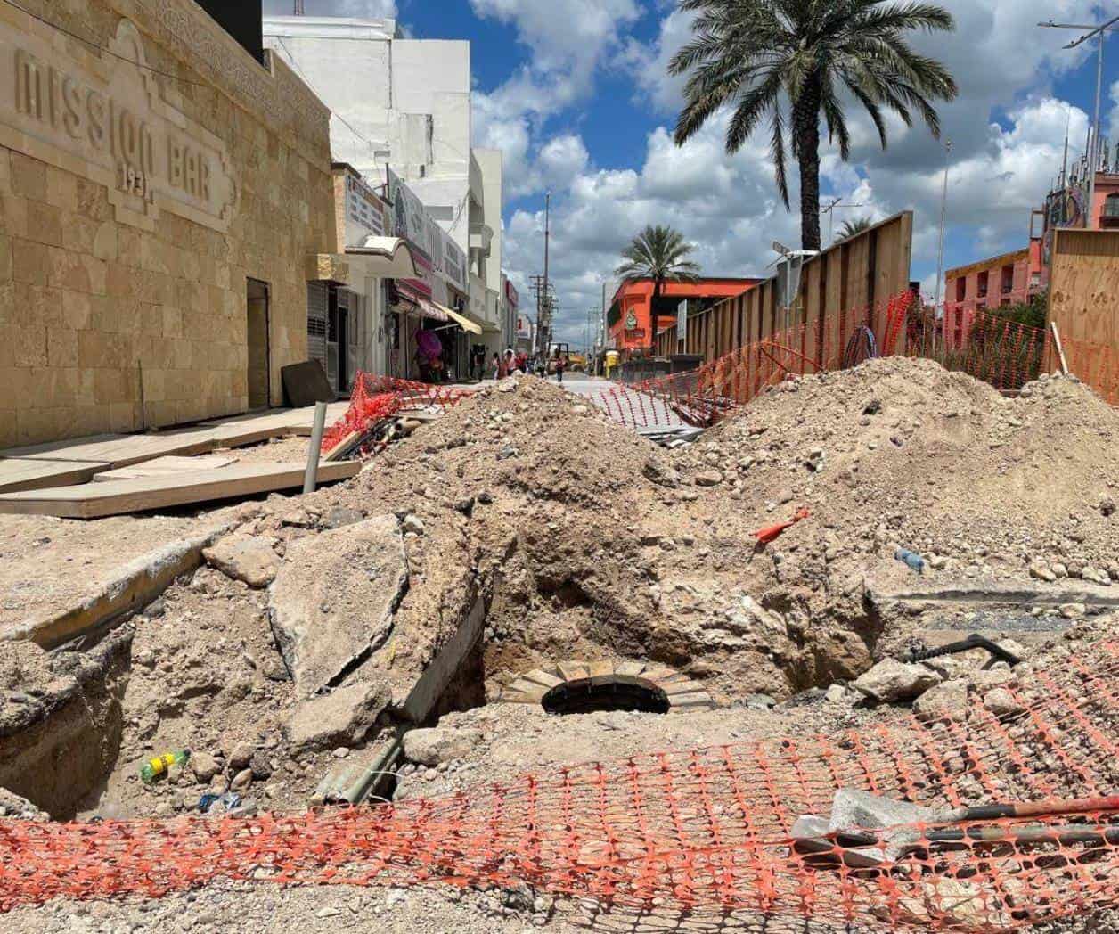 Sin terminar obras en la Plaza Principal de Reynosa