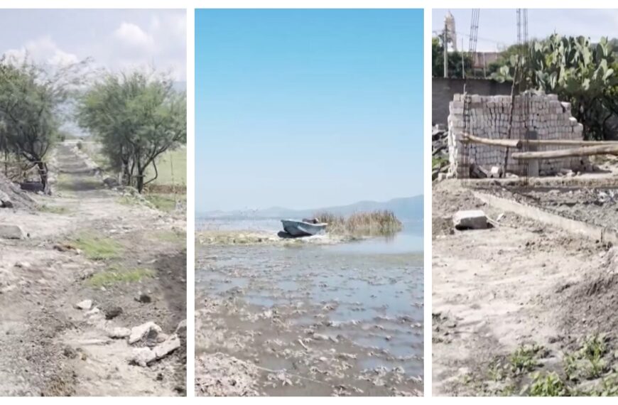 ¡En peligro inminente! Ante sequía del lago Cuitzeo, habitantes construyen casas sobre cuenca