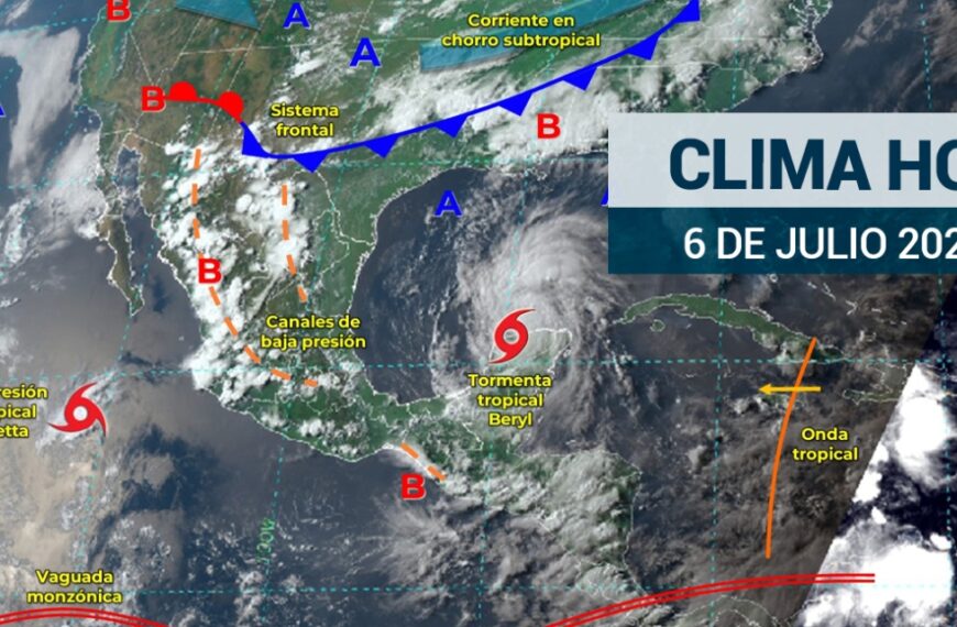 ¡Tormenta tropical Beryl causará lluvias torrenciales! Este es el pronóstico del clima para este 6 de julio en México