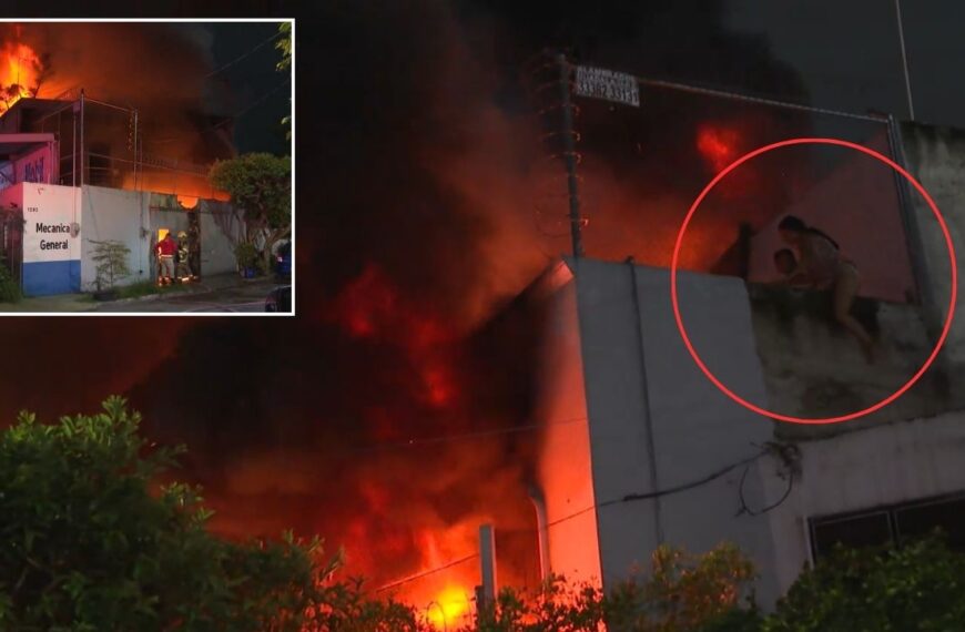 VIDEO: Matrimonio escapa de un imponente incendio en Guadalajara, tras la explosión de un taller