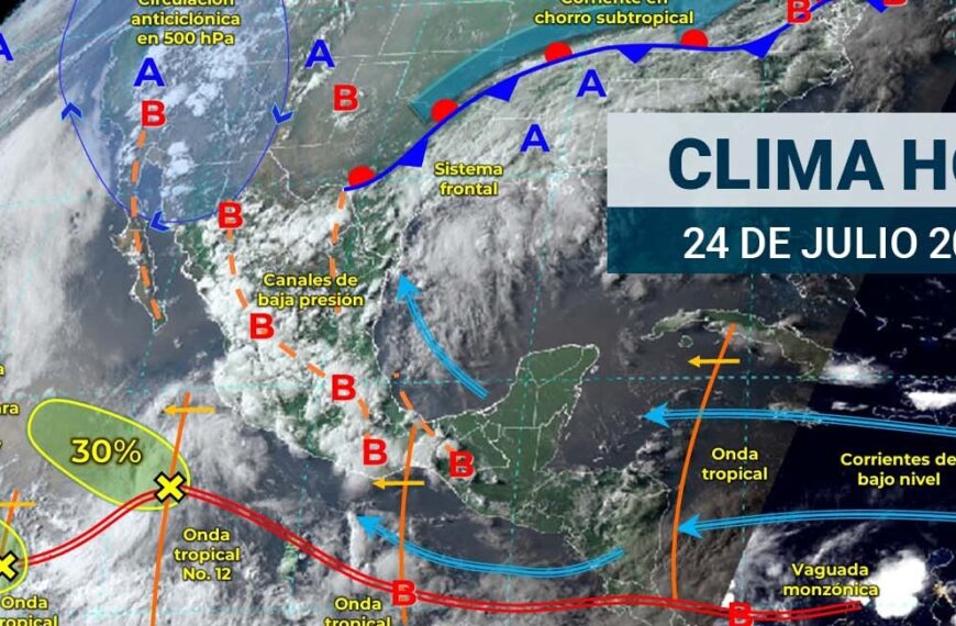 Onda tropical 12 con potencial ciclónico traerá lluvias a México; así estará el clima hoy 24 de julio