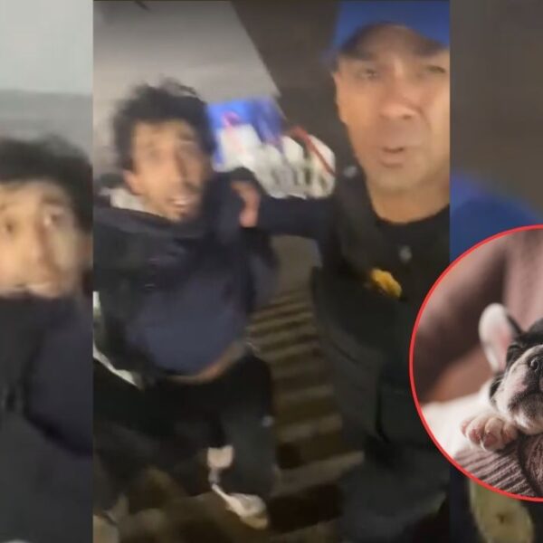 A empujones, policías sacan a un joven del Metro por llevar a su perrito en una mochila (VIDEO)
