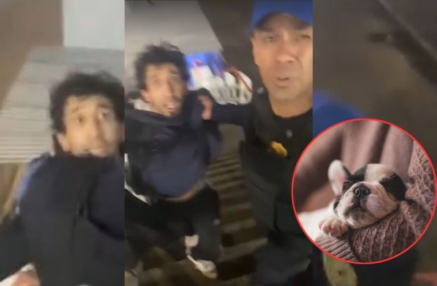 A empujones, policías sacan a un joven del Metro por llevar a su perrito en una mochila (VIDEO)