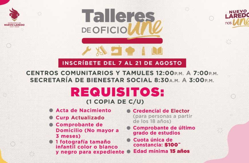 Continúan abiertas las inscripciones para los Talleres de Oficios UNE