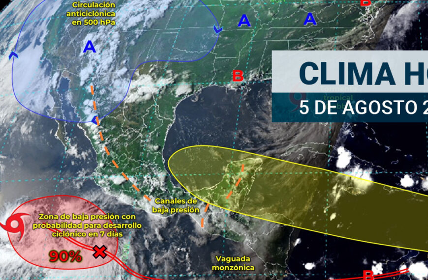 ¡Tormentas tropicales acechan a México! El clima hoy 5 de agosto será intenso, con lluvias y granizo