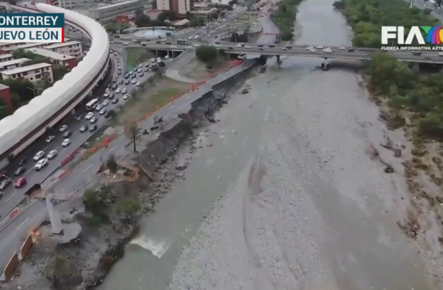 Así se secó el río Santa Catarina de Monterrey y se recuperó hasta desbordarse