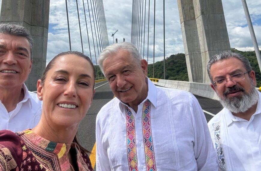 Sheinbaum y AMLO inauguran puente La Concordia en Chiapas