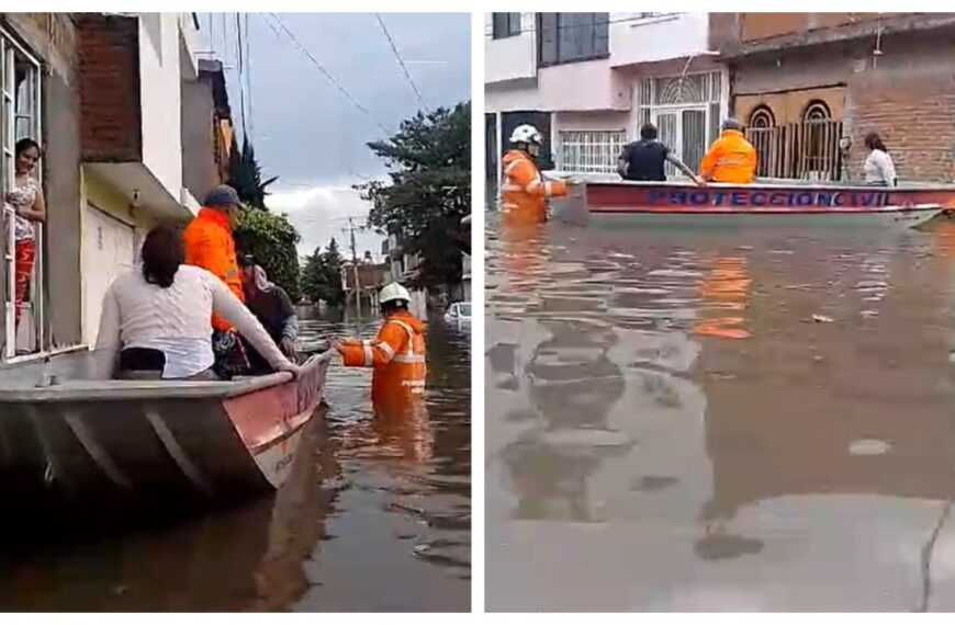 Rescatan en lanchas a familias atrapadas tras severas inundaciones en Morelia