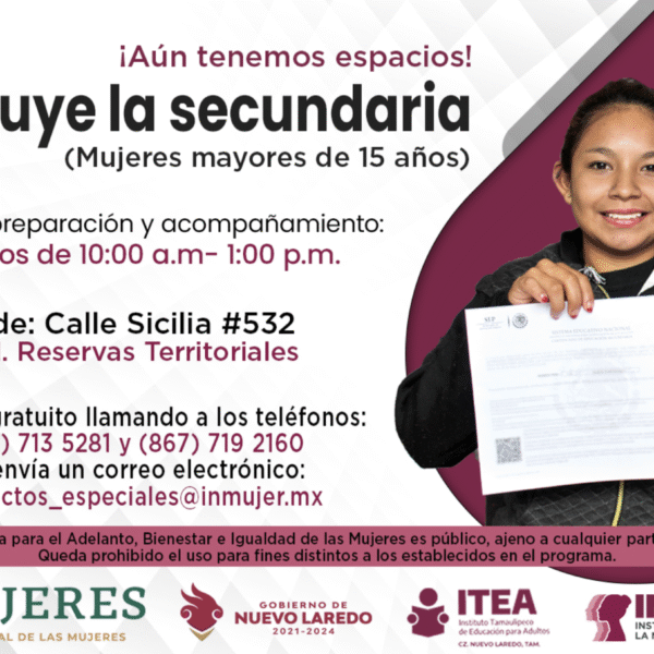 Mantiene Inmujer convocatoria abierta de educación secundaria para mujeres mayores de 15 años