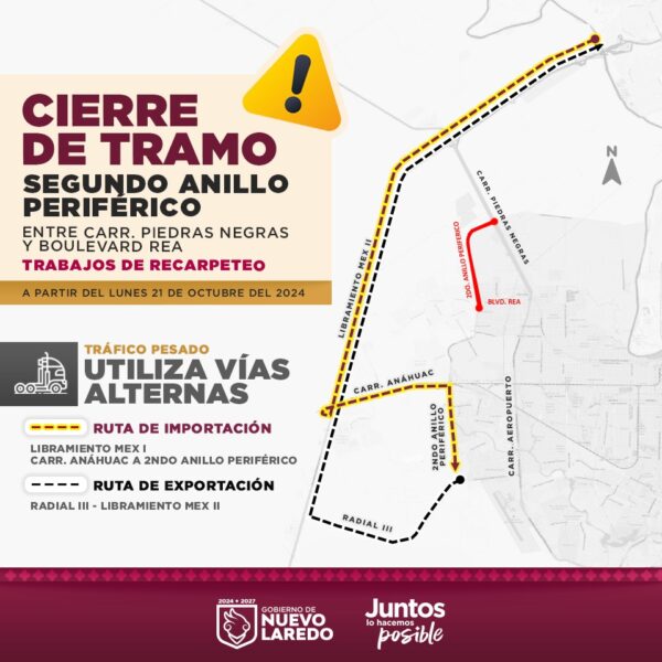 Cerrarán tramo del segundo anillo periférico por trabajos de recarpeteo; el acceso al puente 3 será por la Mex 2