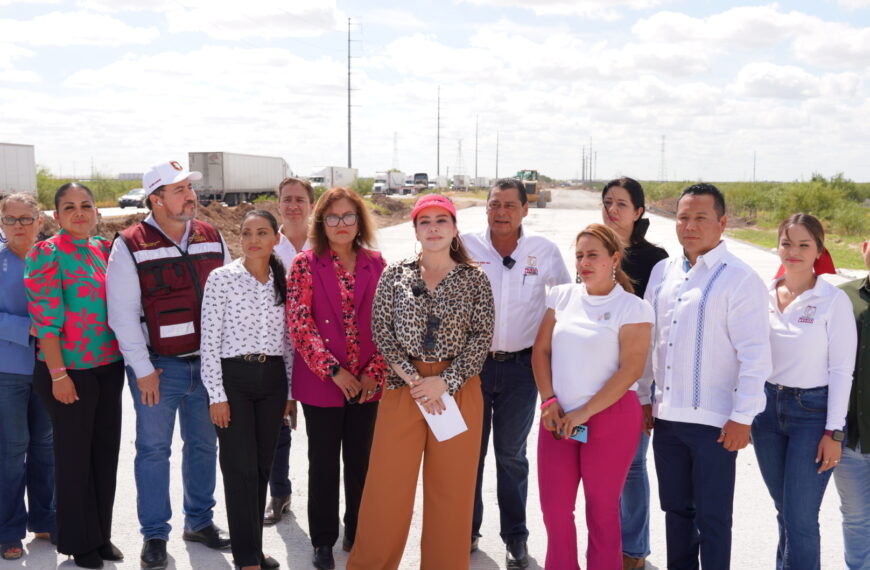 Supervisa alcaldesa Carmen Lilia Canturosas junto a Cabildo avance de obra en carretera federal Mex II