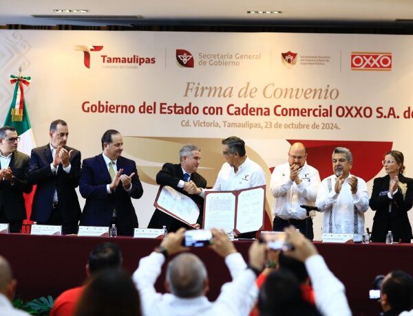 Firman convenio Gobierno de Tamaulipas y Oxxo para fortalecer la seguridad