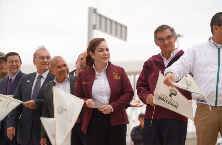 Dan banderazo Américo y alcaldesa Carmen Lilia al operativo Héroes Paisanos en Nuevo Laredo