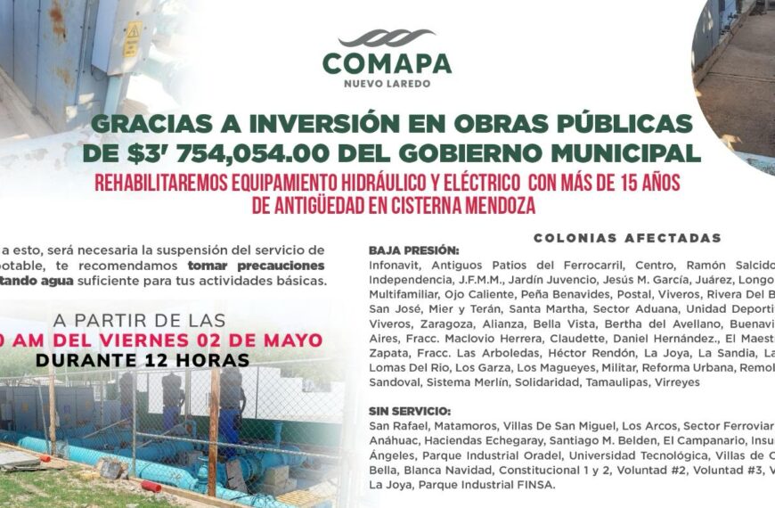 Rehabilitará Comapa equipos hidráulicos y eléctricos en la cisterna Mendoza