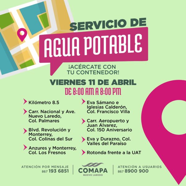 Exhorta la Comapa a almacenar agua ante suspensión de servicio por trabajos de mantenimiento