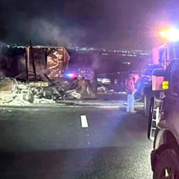 Incendio en autopista Monterrey-Laredo provoca cierre total por varias horas; tráiler y monte en llamas, bomberos presentes en la escena