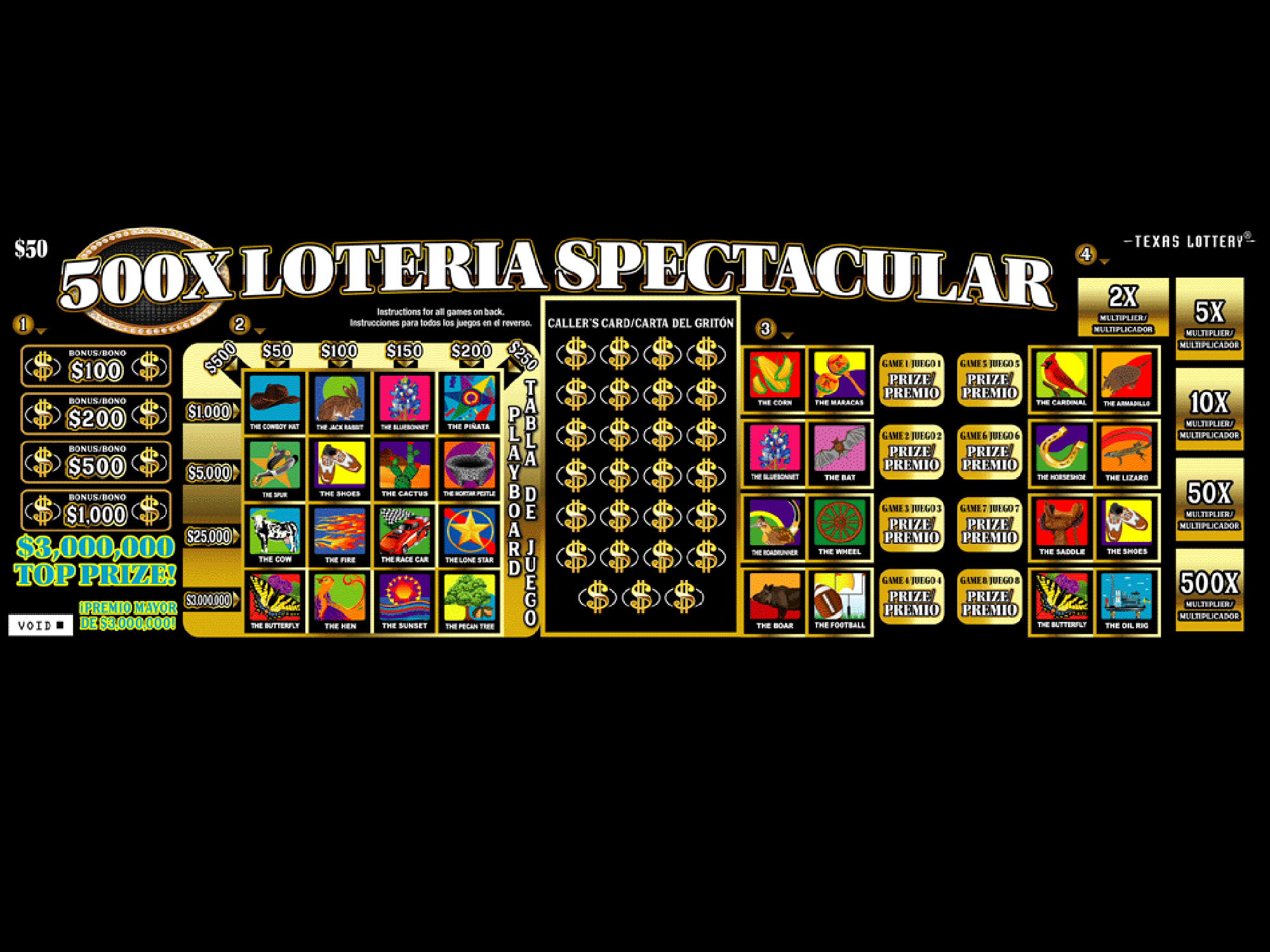 Boleto raspadito 500X de la Lotería de Texas premiado en Laredo