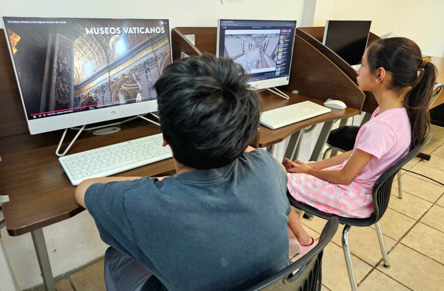 Niños viajan virtualmente por museos del mundo en bibliotecas de Nuevo Laredo