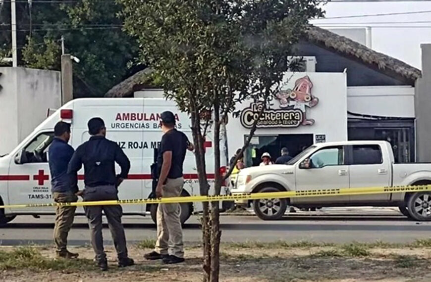 Zona acordonada tras ataque en Ciudad Victoria frente a restaurante