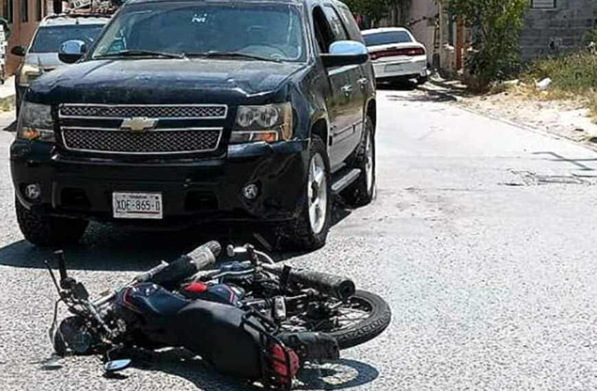 motocicleta arrollada por camioneta en Nuevo Laredo