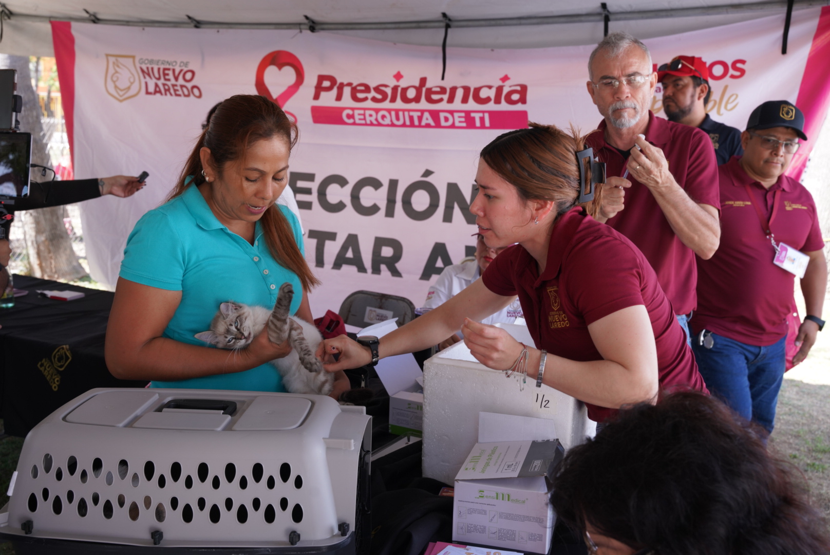 Mascotas recibiendo vacunas en jornada comunitaria
