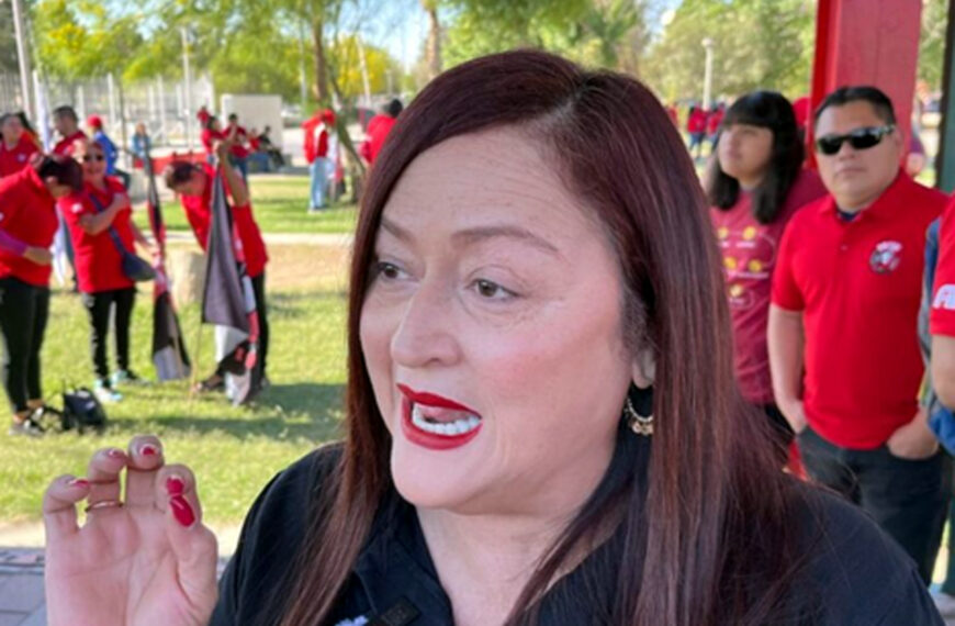 Susana Prieto lidera marcha en Ciudad Juárez inspirada en huelga de Caterpillar en Nuevo Laredo