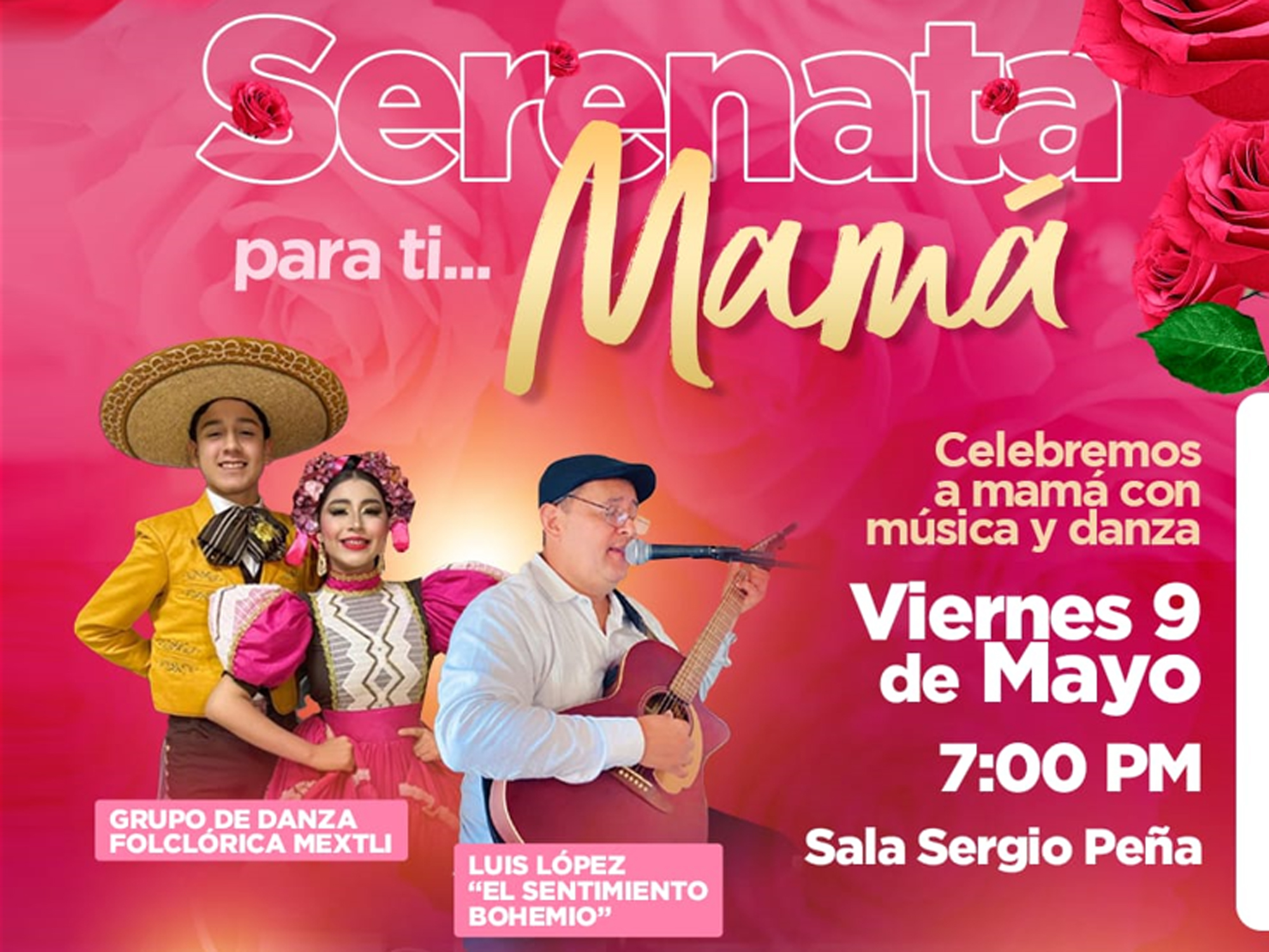Cartel del evento Serenata para Mamá en Nuevo Laredo 2025 con artistas y fecha