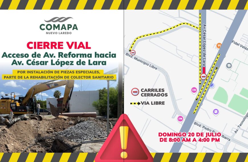 Por rehabilitación de colector, Comapa cerrará este domingo acceso a la César López de Lara