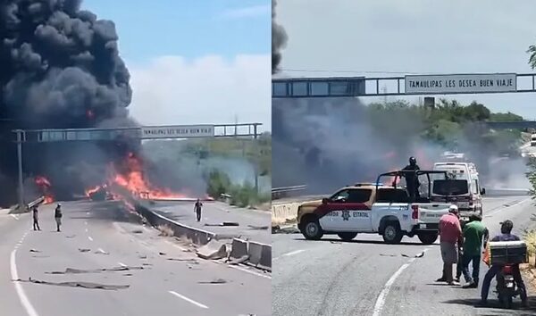 Explota una pipa en los límites de Tamaulipas y Nuevo León y causa cierre total de la carretera