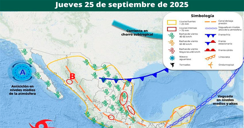 Golpeará este jueves el frente frío 4; generará lluvias pero seguirán las altas temperaturas