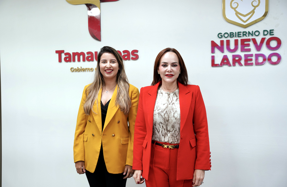 La alcaldesa de Nuevo Laredo Carmen Lilia Canturosas y la secretaria de Desarrollo Econmico Lorena Cavazos anuncian la Cumbre Logstica Binacional Los Laredos 2026