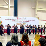 Presentación de la Banda de Guerra Pegasos de Nuevo Laredo durante el concurso nacional Altiva y Heroica Tamaulipas.