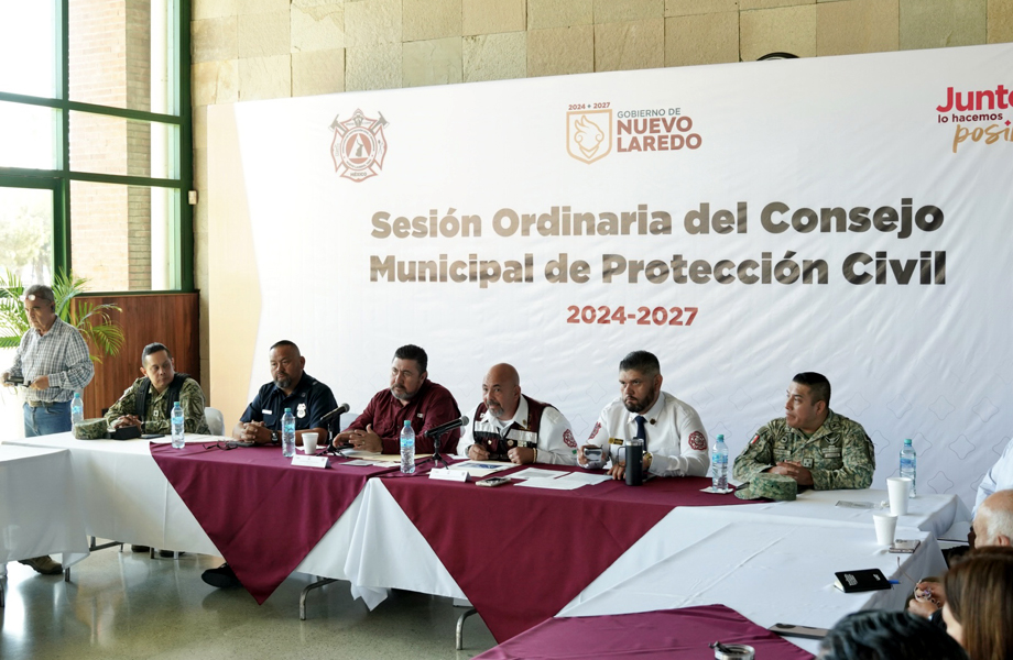 Representantes municipales y militares participan en la Segunda Sesin Ordinaria del Consejo Municipal de Proteccin Civil en Nuevo Laredo