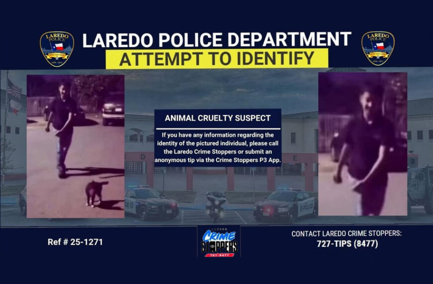 Policía de Laredo difunde imágenes del sospechoso en investigación por crueldad animal; adolescente detenido tras identificarlo por video.