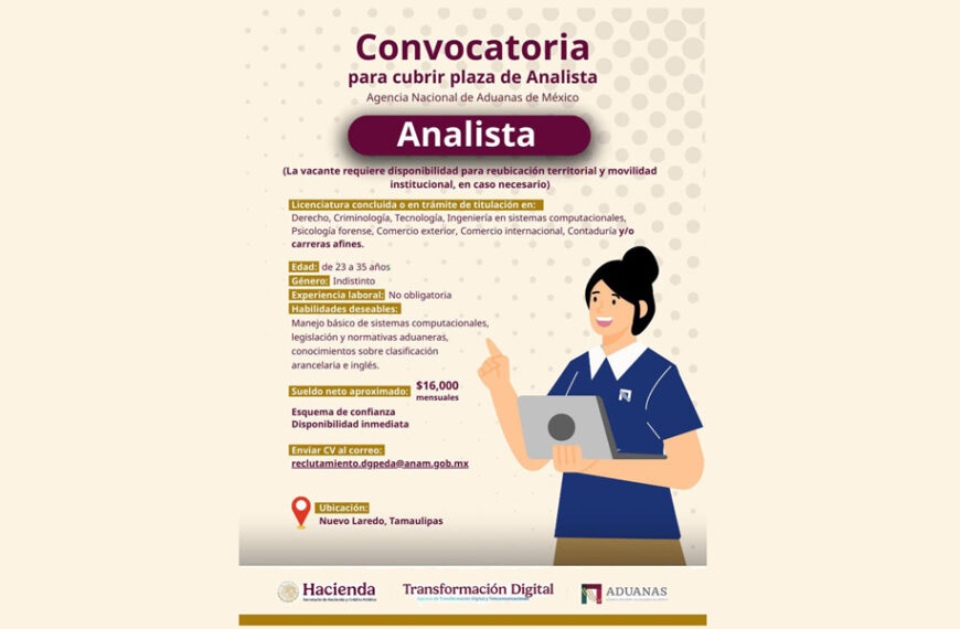 ANAM busca Analista con $16,000 mensuales.