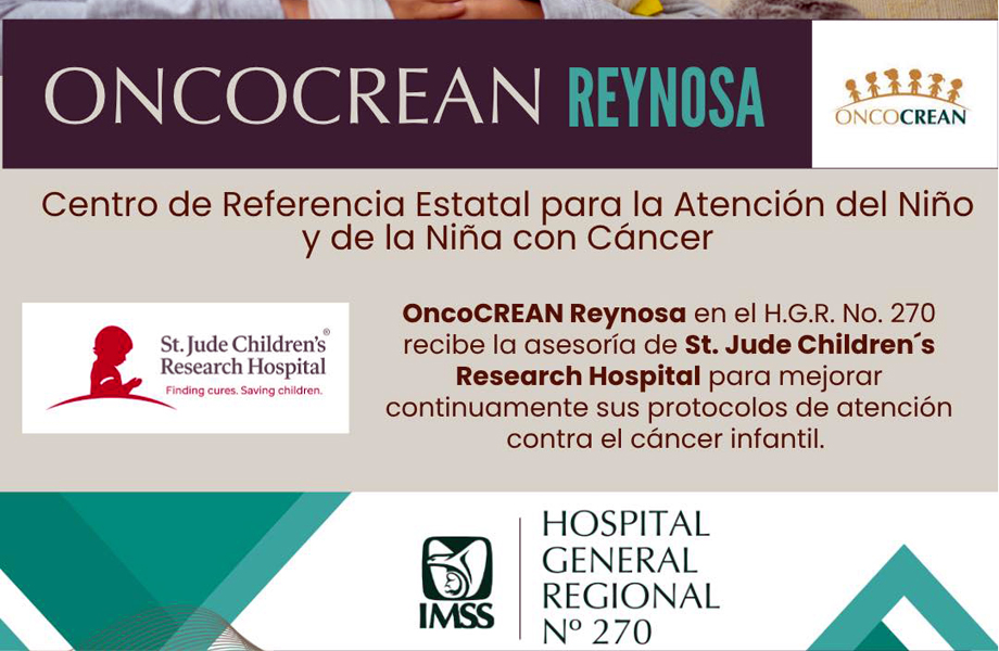 Banner informativo de OncoCREAN Reynosa en el HGR No 270 del IMSS