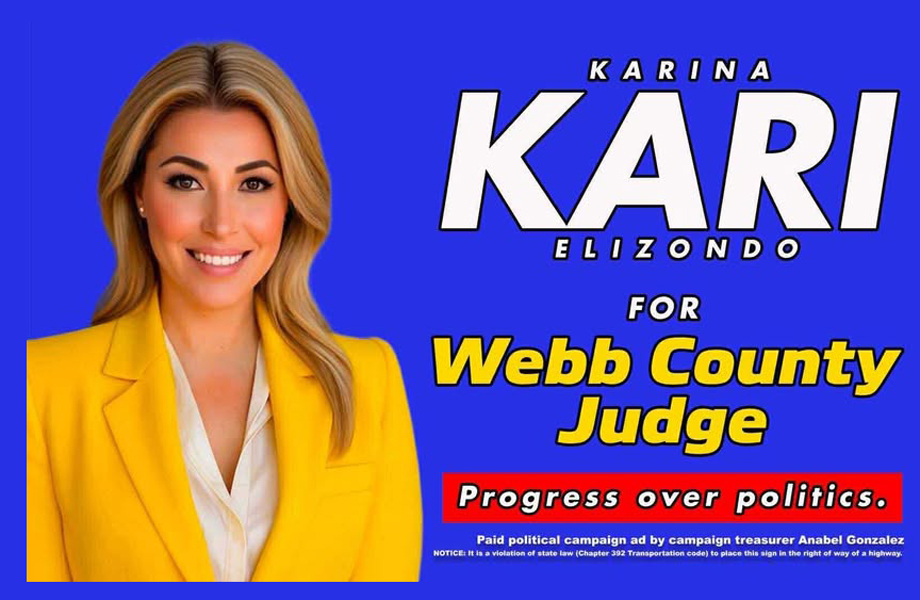 Imagen de campaña de Karina Kari Elizondo como candidata a juez del condado de Webb en Laredo, Texas.