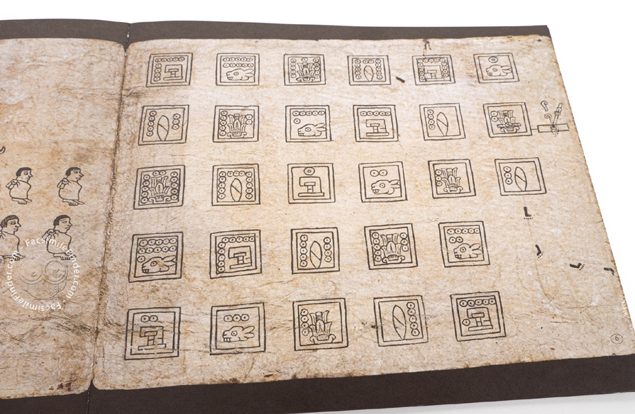 Vista completa del Cdice Boturini con smbolos de la migracin mexica