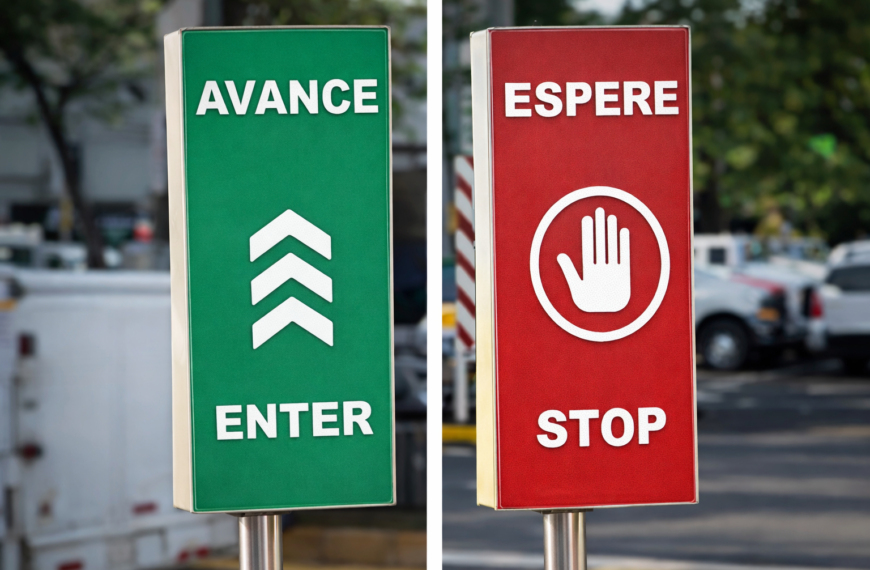 Señales de avance y alto en cruce fronterizo de Nuevo Laredo